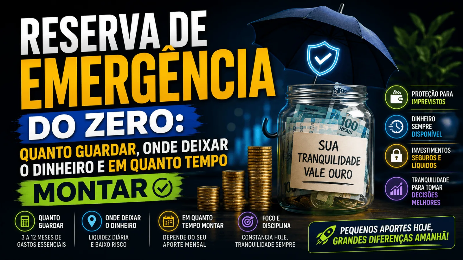 Reserva de emergência do zero: quanto guardar, onde deixar o dinheiro e em quanto tempo montar